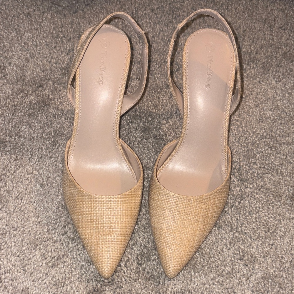 The Drop klara Chic Tan Slingback Heels raffia rattan size 10 - Picture 2 of 9